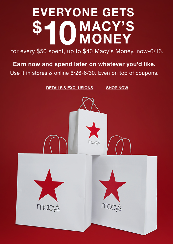 Macy's GET 10 in Macy's Money when you SHOP NOW! Milled