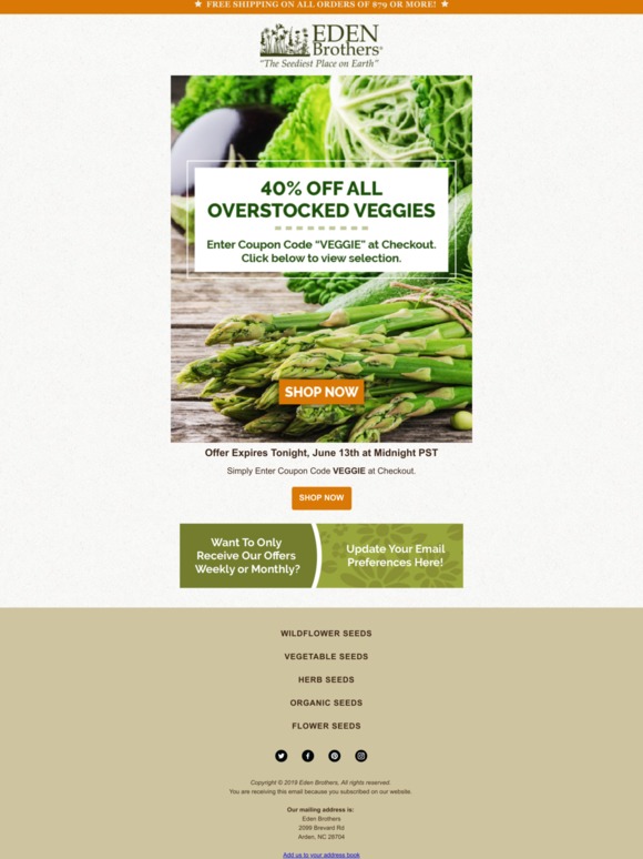 Eden Brothers Seed Company Don't miss 40 Off Vegetable Seeds Today Only! Milled