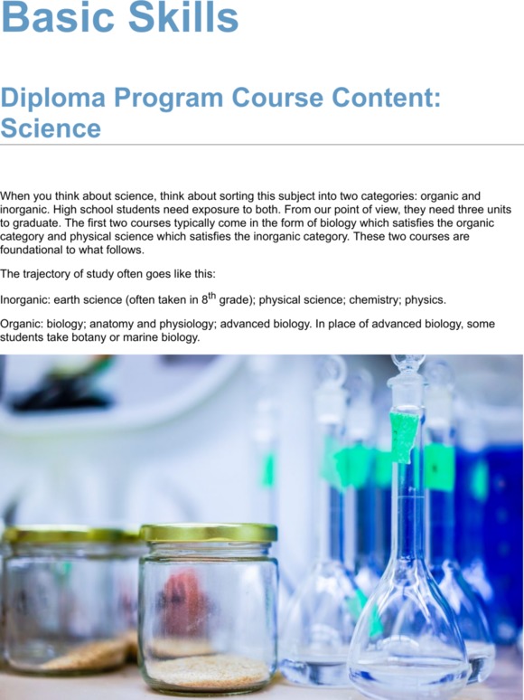Diploma Program Course Content: Science