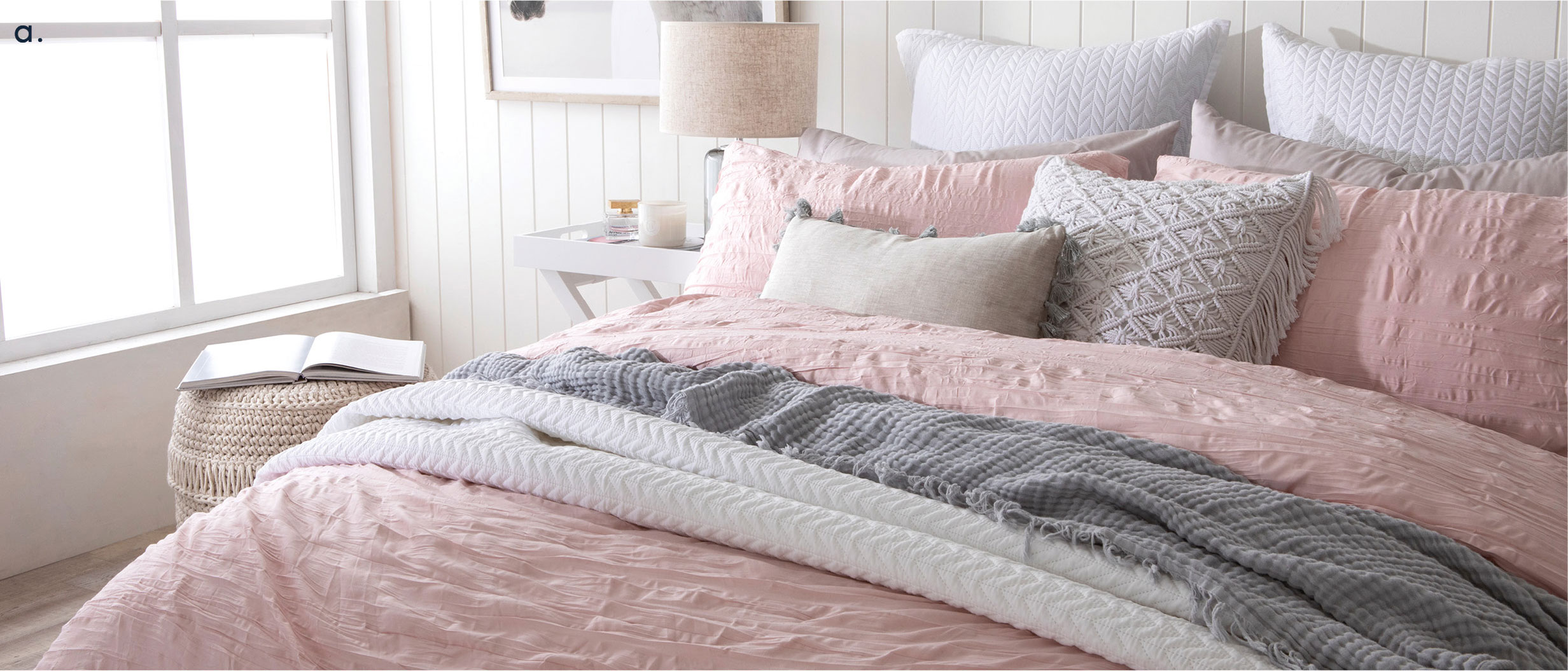 greta blush quilt cover set