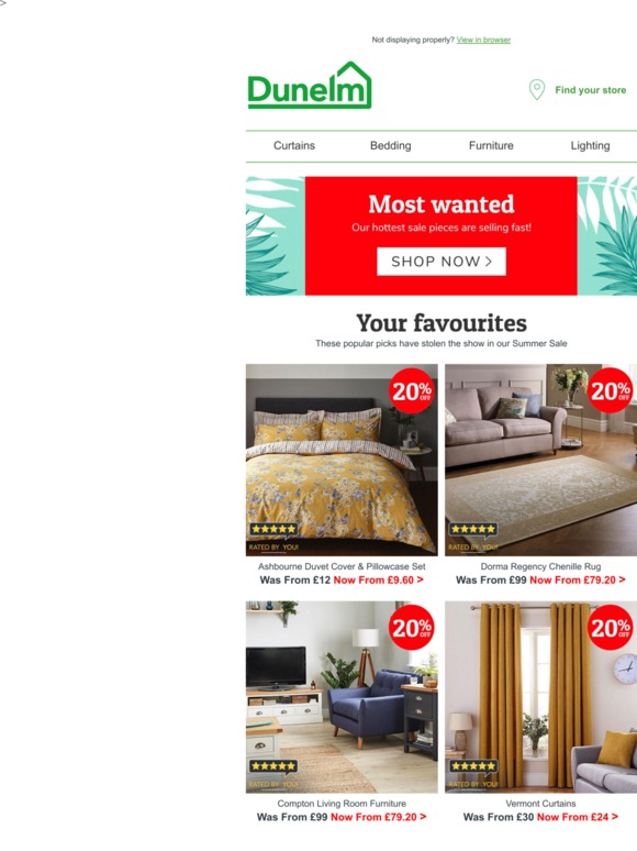 Dunelm The centre of attention in our Summer Sale Milled