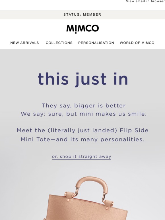 mimco flip side mini tote