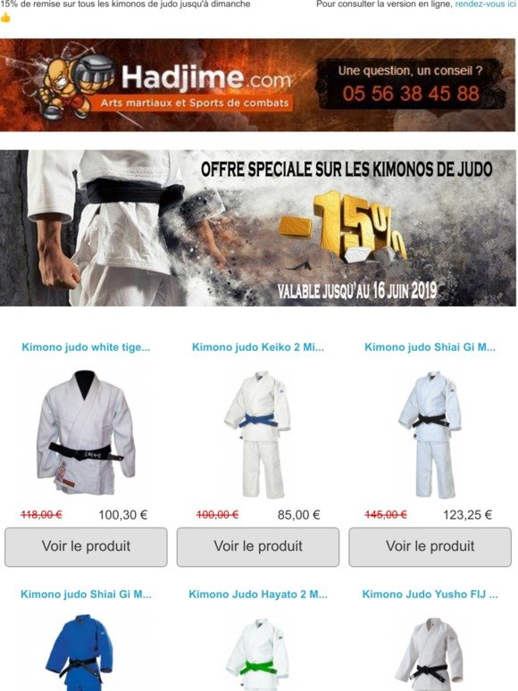 15% de remise sur tous les kimonos de judo jusqu'à dimanche 👍