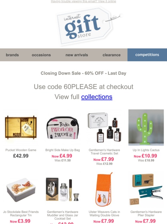 Closing Down Sale - 60% OFF - Last Day