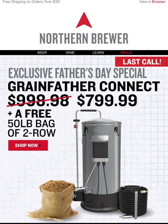 Northern Brewer Home Brewing Supplies FREE Rahr 2Row & Grainfather