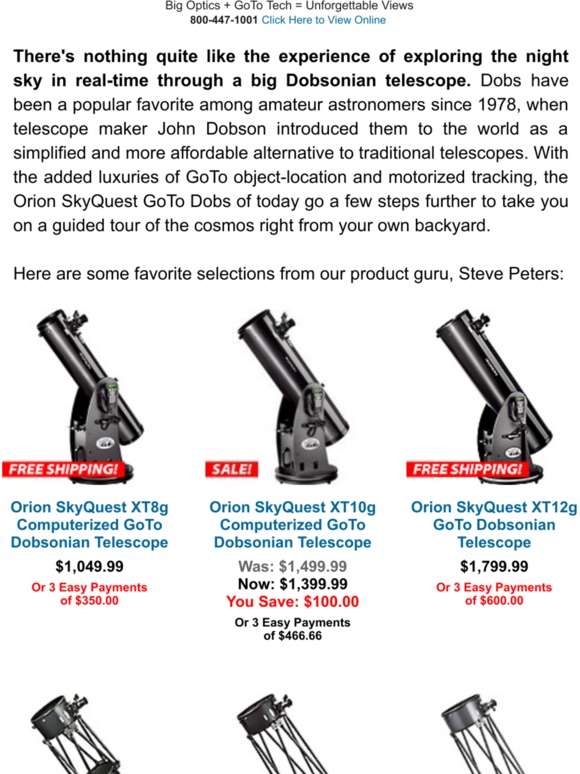 Orion skyquest xt10g computerized goto best sale dobsonian telescope