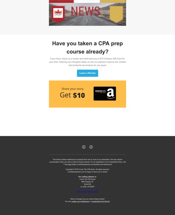 Leave a Review, Get a $10 Amazon Gift Card!