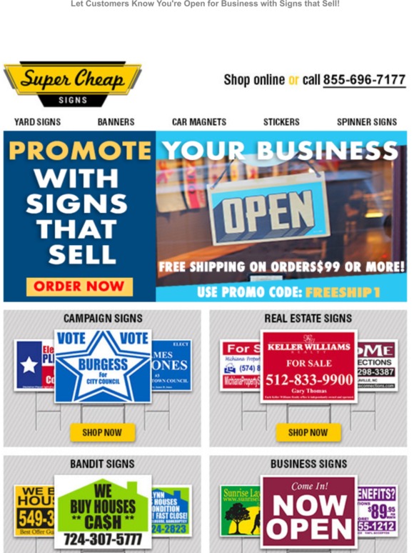 Super Cheap Signs (US) Open For Business? Let Your Customers Know with Super Cheap Signs + Free