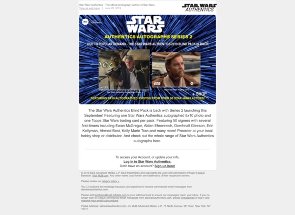 Star Wars Authentics Exclusive Dominic Monaghan Autograph Send In