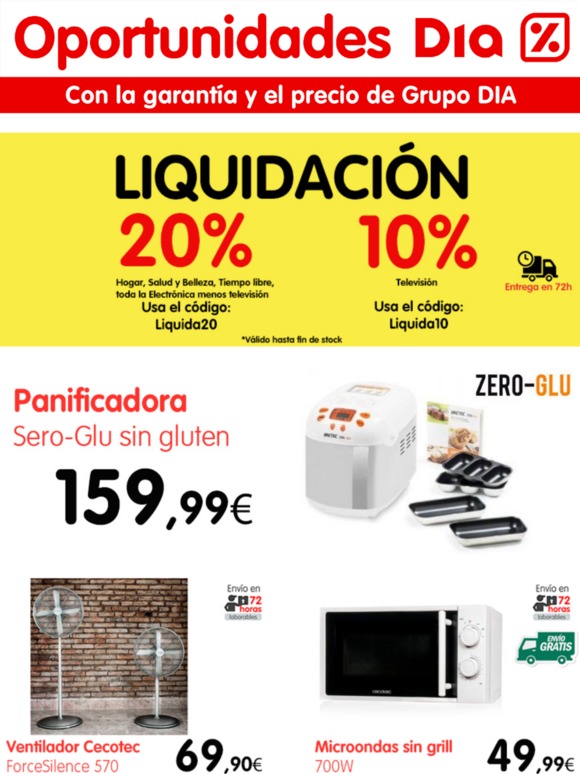   10% dto en Televisores y 20% en el resto de artículos
