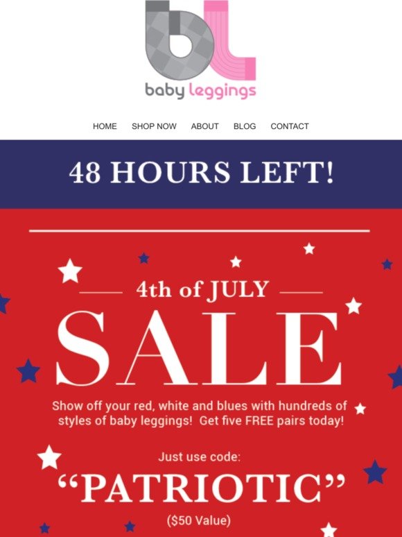 48 Hours Left! Get 5 FREE Pairs of Baby Leggings!