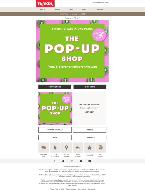 TK Maxx Exclusive THE POPUP SHOP Milled