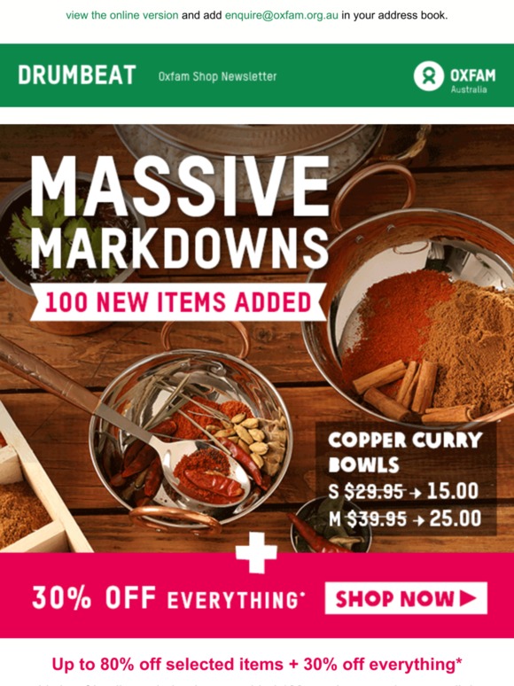 100 new markdowns + 30% off everything