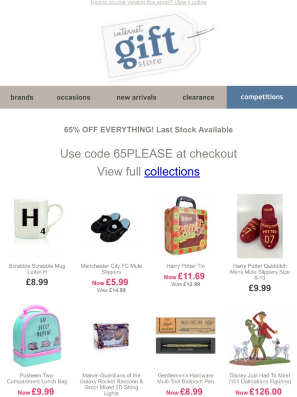 65% OFF EVERYTHING! Last Stock Available