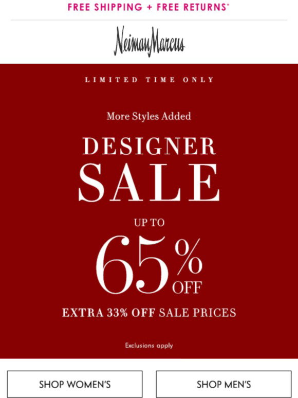 Neiman Marcus Final hours Up to 65 off Designer Sale Milled