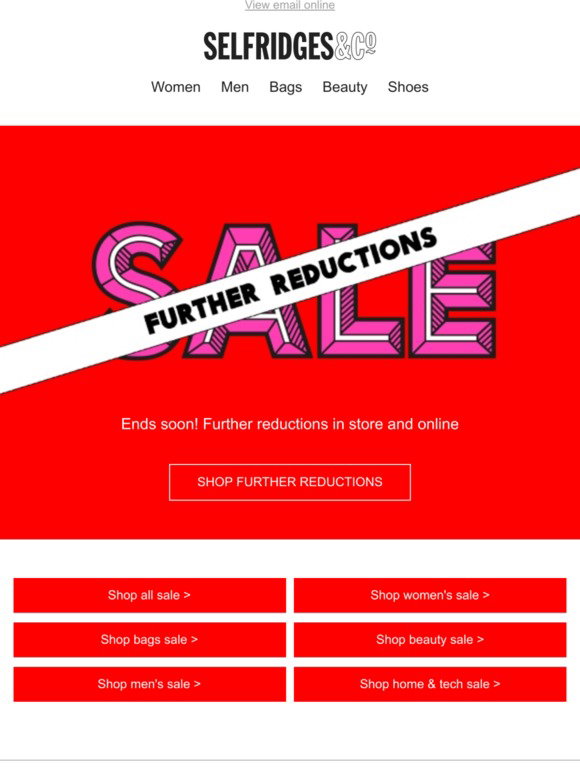 Selfridges US Further Sale reductions online and in store now Milled