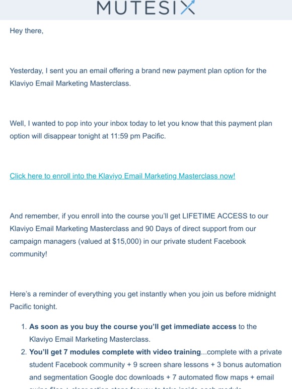 Get Klaviyo Email Marketing Masterclass for only $199!