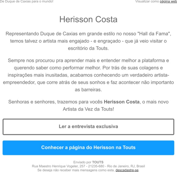 Conheça Herisson, o novo Artista da Vez da Touts