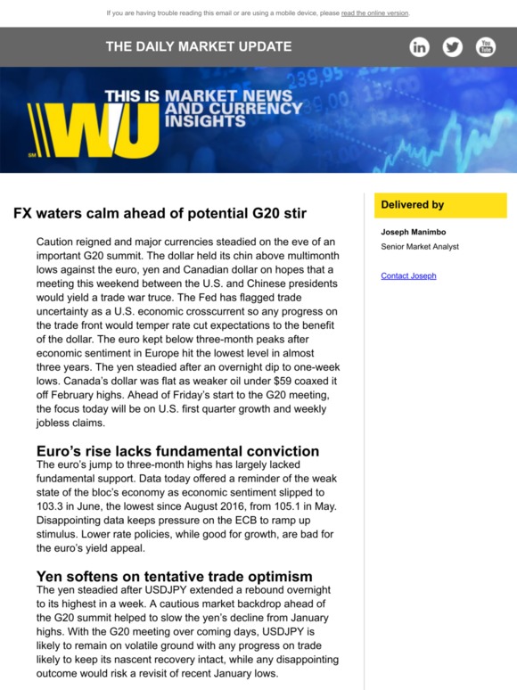 FX waters calm ahead of potential G20 stir
