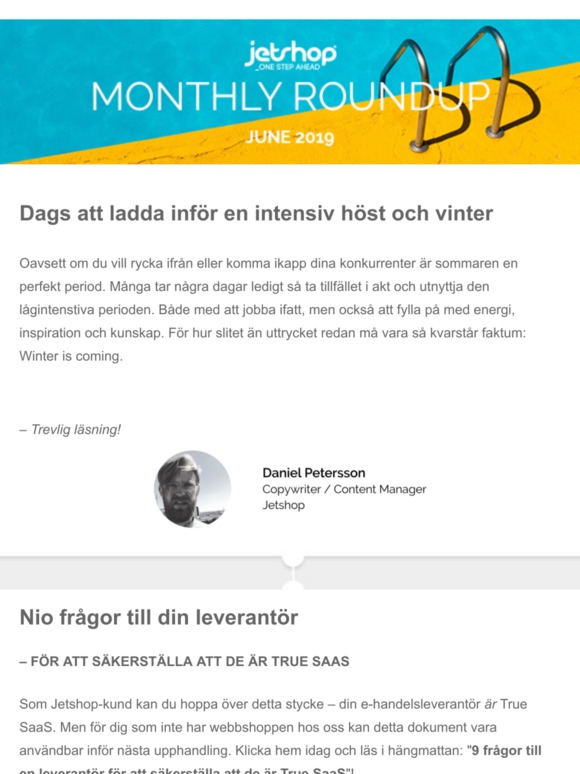 Trevlig sommar! (Jetshops månadsbrev, maj -19)