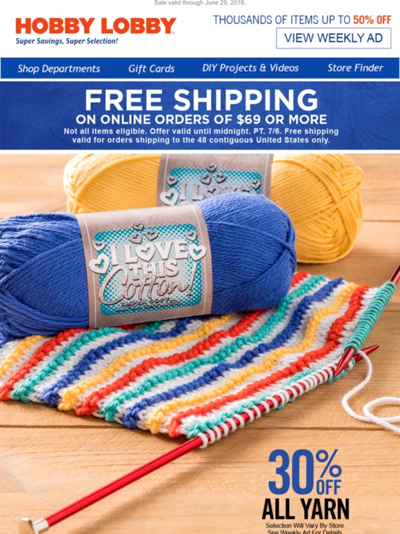 Hobby Lobby Knitting Special 30 Off All Yarn Milled