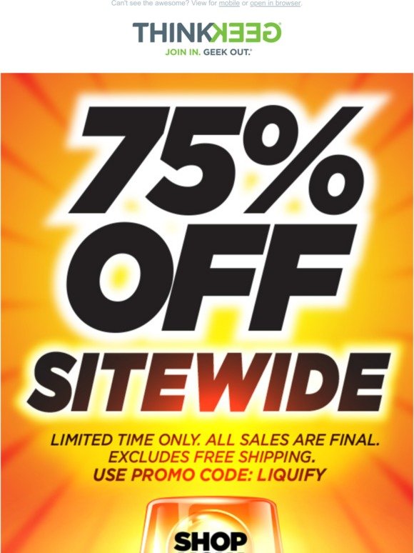 75% Off Sitewide