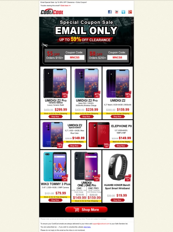 Email Special Sale: Up To 59% OFF Clearance + Extra Coupon!