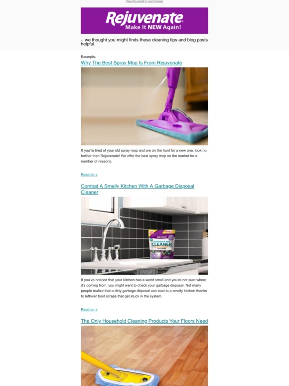 Rejuvenate Products Cleaning Tips 06/30/2019