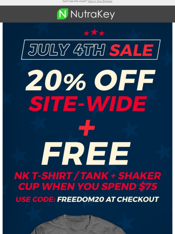 , On America’s birthday, YOU get a gift — FREE T Shirt & Blender Bottle!