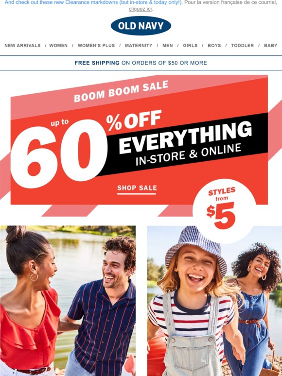 Old Navy CA: THE ENTIRE STORE IS ON SALE including h a l f off *all ...