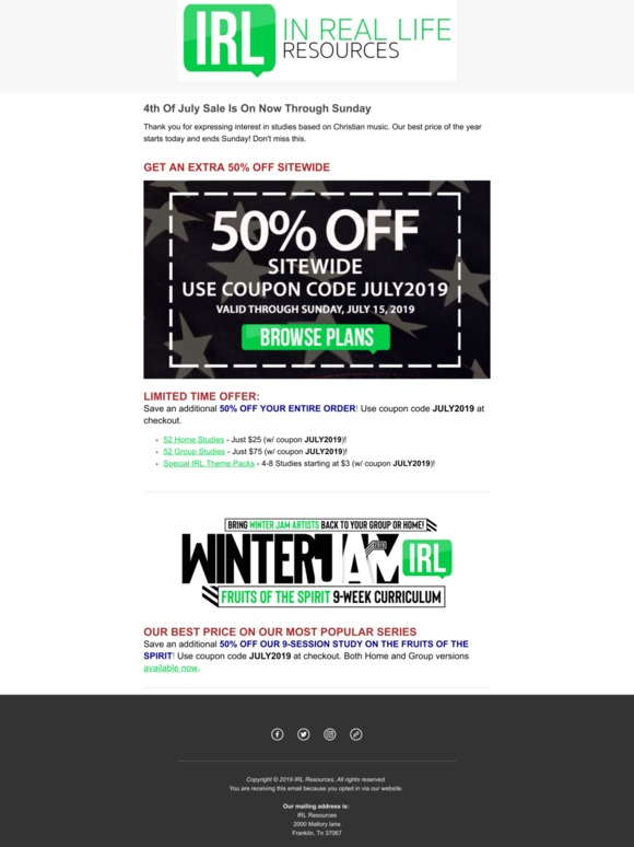 Extra 50% Off Everything - 4th of July Savings Through Sunday
