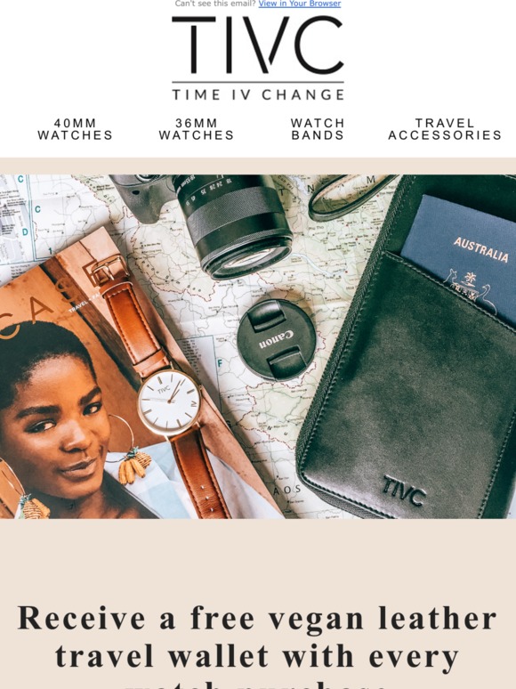 Receive a free vegan travel wallet with any watch purchased 🌱