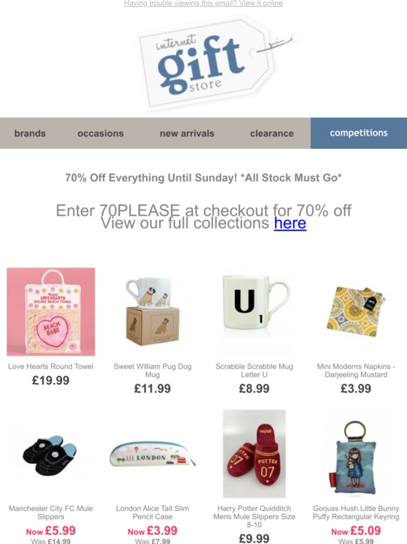 70% Off Everything until Sunday! *All Stock Must Go*