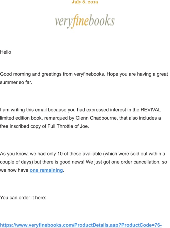 good news  , there has been an order cancellation..