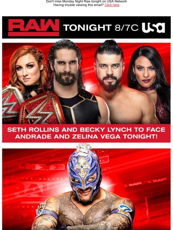 WWE Shop: Seth Rollins and Becky Lynch vs. Andrade and Zelina Vega in a ...