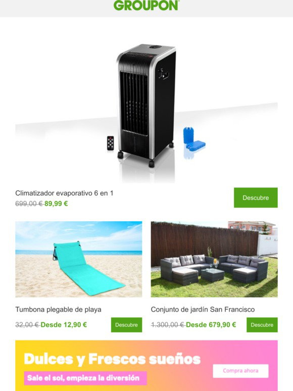 Groupon : ¿Tienes calor? ☀️ Aprovecha las REBAJAS para refrescarte! 💦 |  Milled