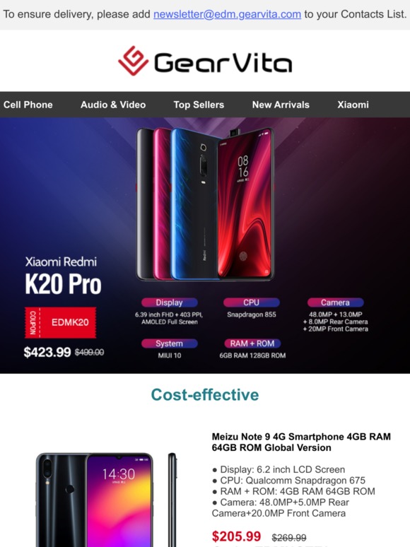 [NEW DEALS] Xiaomi Redmi K20 423.99, M4 Smart Wristband Just 9.99⏳