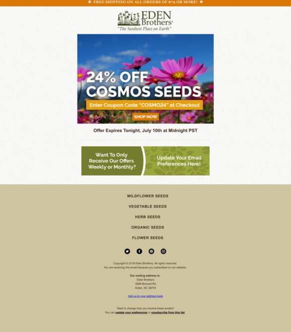 Eden Brothers Seed Company Crazy Cosmos Deal! Take 24 Off Cosmos Seeds Milled