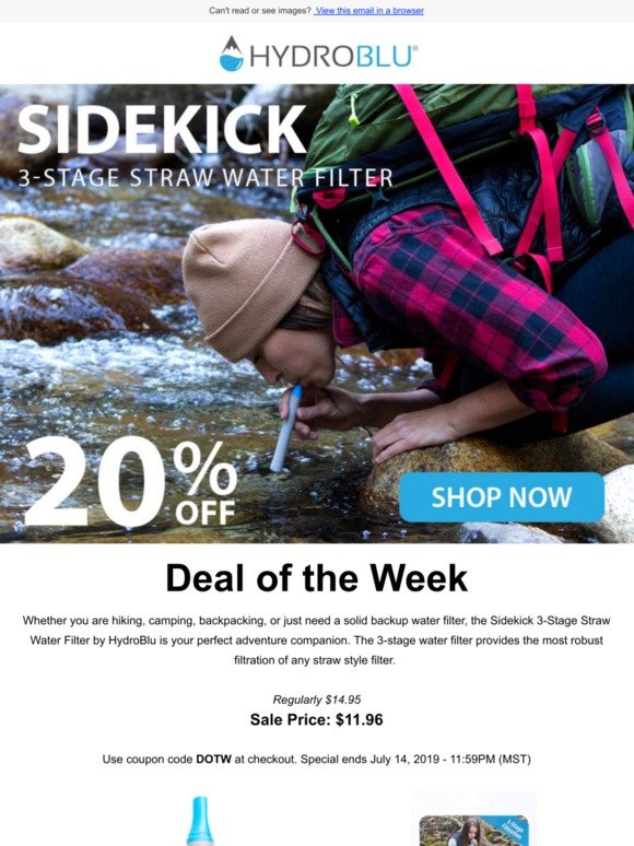 HydroBlu Deal of the Week - 20% Off the Sidekick