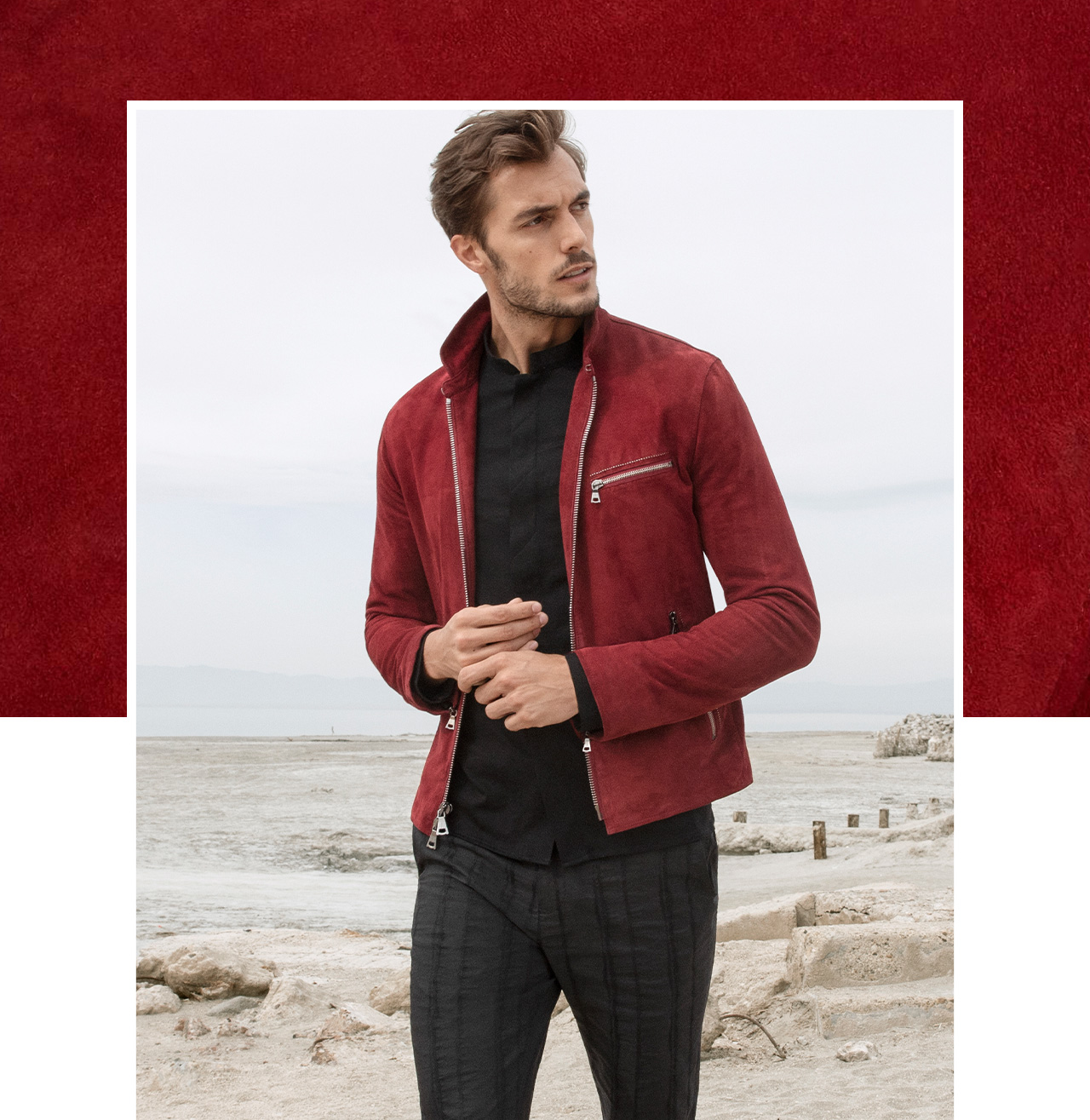 john varvatos red suede jacket