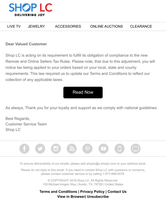 Hey, Valued Customer - Quick update from Shop LC!