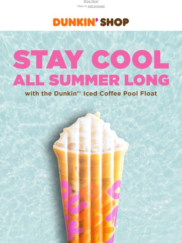 NEW Dunkin Iced Coffee Pool Float 39" x 73" LIMITED EDITION 2019 HTF 