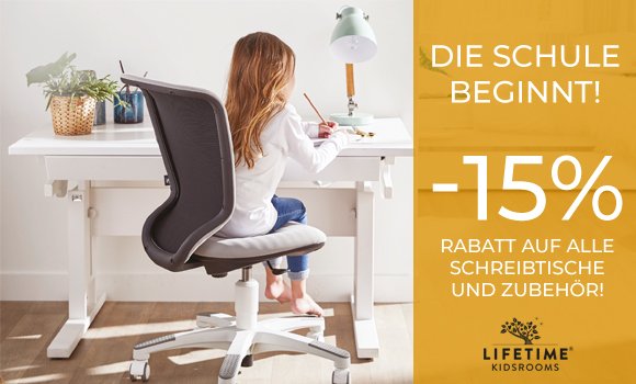 15% Schreibtisch-Aktion von 123moebel.de & Lifetime Kidsrooms zum Schulstart
