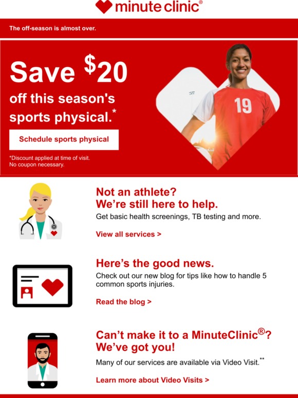 CVS 20 Off Sports Physicals. Winning Seasons Start at MinuteClinic