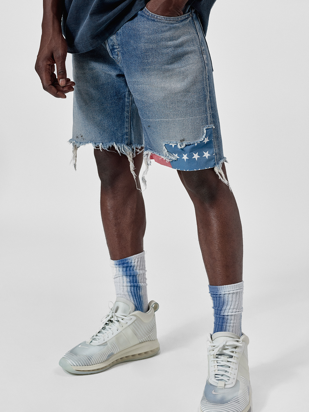 john elliott denim shorts