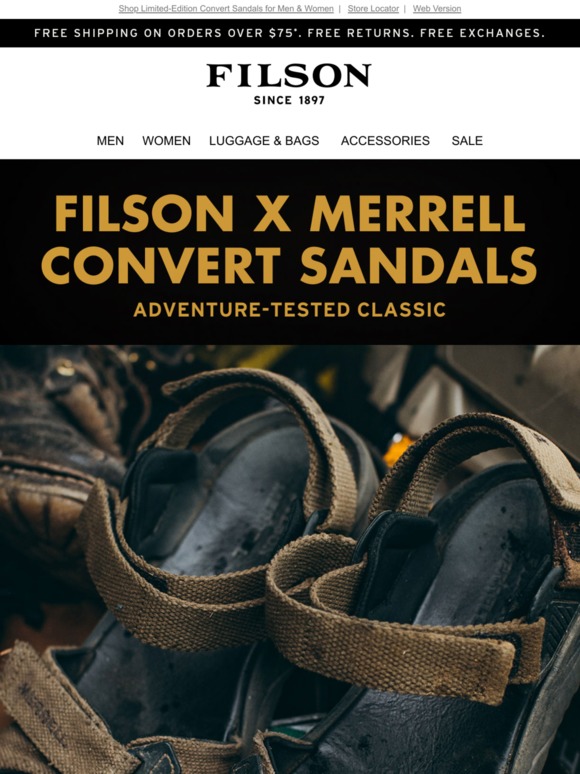 filson x merrell convert sandals