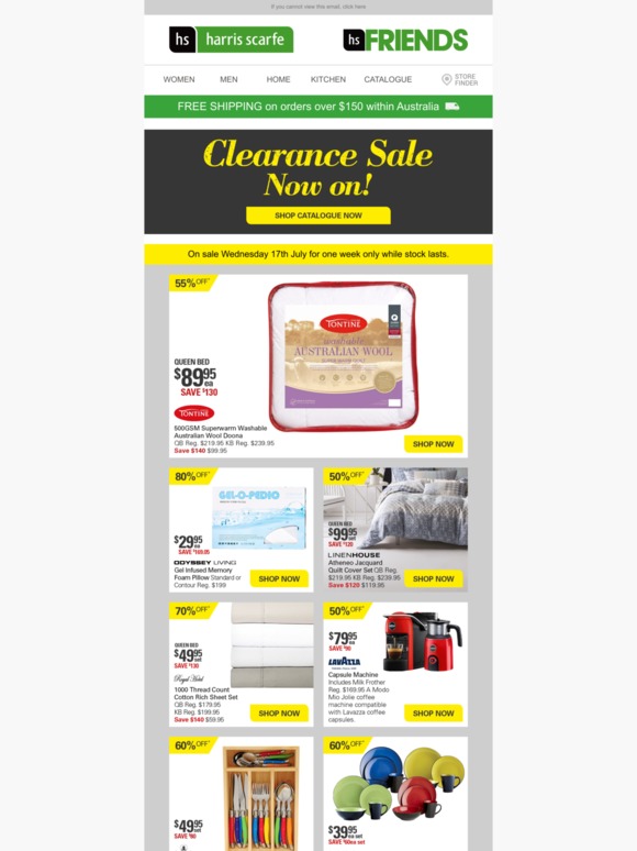 Harris Scarfe Clearance Sale Now On! Milled