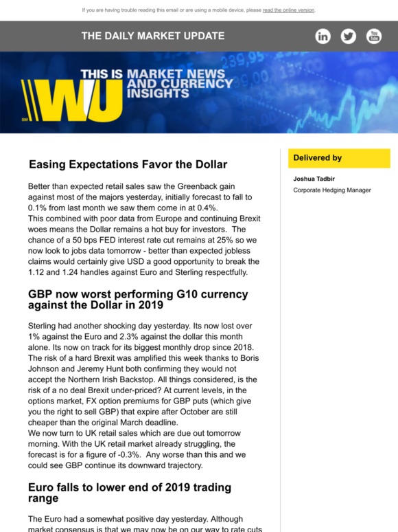 Easing Expectations Favor the Dollar