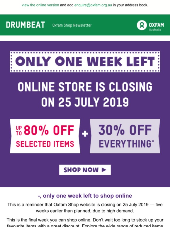 One week left to shop online – Don't miss out on our closing down sale
