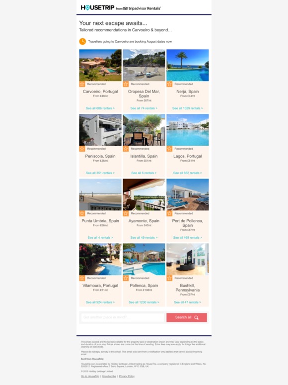 Carvoeiro, Oropesa Del Mar… Find top-rated rentals (wherever you’re heading)